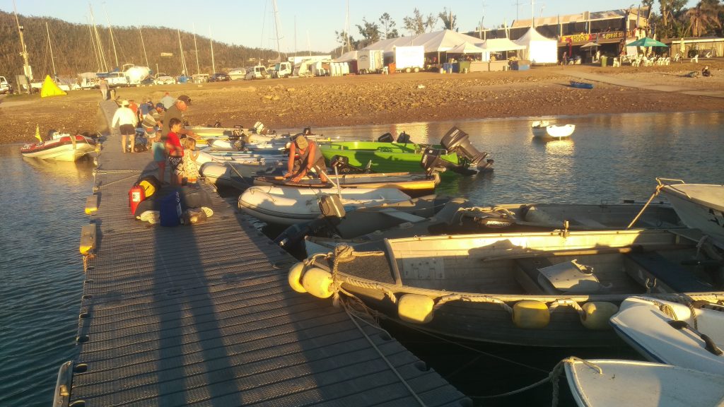 The jetty at the Airlie Beach yacht club. The busiest jetty I've ever seen! We had to check the tides before we came in because at low tide the jetty is surrounded by mud. August 2017